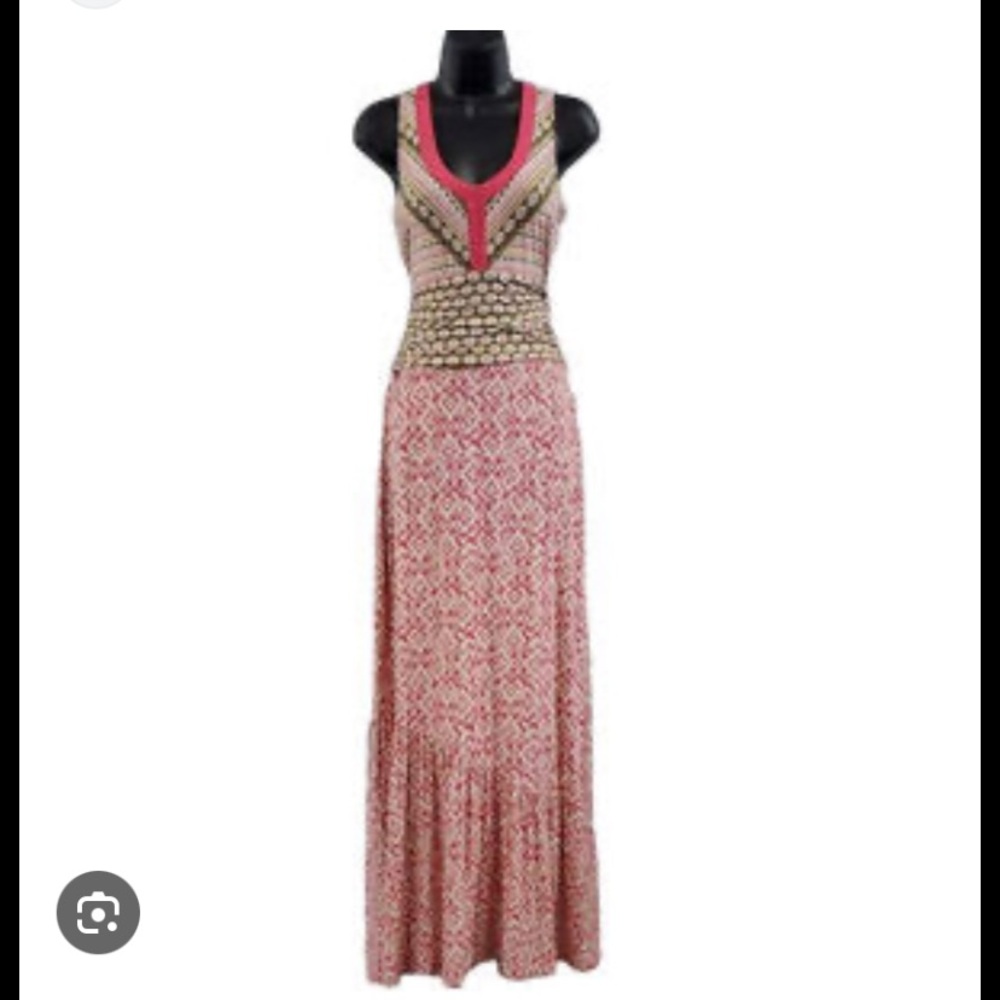 Athleta Pink and Black Patterned Maxi Dress
